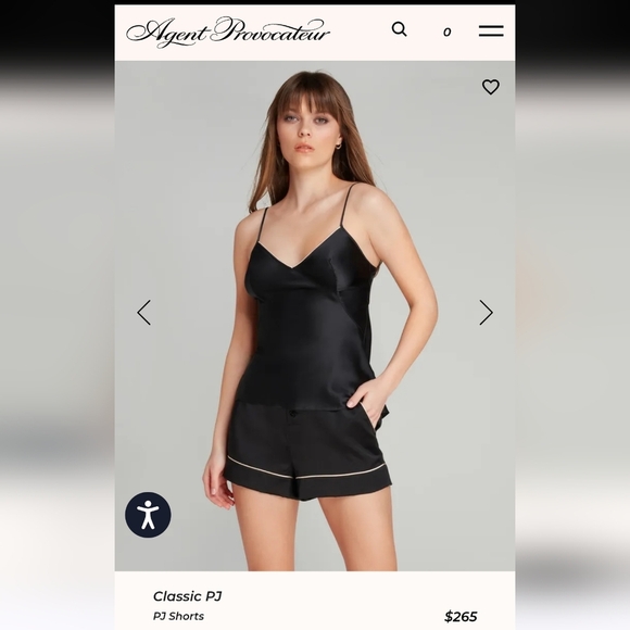 Agent Provocateur black classic sleep short Women's sz 5 (10). Silk new with tag